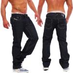 Dunkelblaue Unifarbene Loose Fit Diesel Larkee Jeans mit Stickerei mit Knopf aus Baumwolle trocknergeeignet für Herren 
