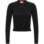 Reduzierte Schwarze Bestickte Langärmelige Diesel Rundhals-Ausschnitt Kaschmir-Pullover aus Wolle für Damen Größe S 