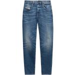 Reduzierte Dunkelblaue Bestickte Diesel Slim Fit Jeans mit Knopf aus Denim für Herren Größe L Weite 28, Länge 32 