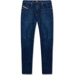 Marineblaue Bestickte Diesel Slim Fit Jeans mit Knopf aus Denim für Herren Weite 31, Länge 34 