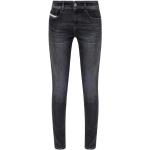 Reduzierte Schwarze Bestickte Diesel Slim Fit Jeans mit Reißverschluss aus Denim für Damen Größe XS Weite 25, Länge 32 