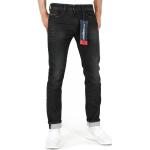 Schwarze Bestickte Diesel Slim Fit Jeans aus Jersey für Herren Weite 30, Länge 30 
