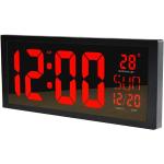 Digitale LED-Wanduhr, großer stummgeschalteter Wecker mit Zeitkalender, Datums- und Temperaturanzeige, zum Aufhängen oder als Tischplatte für Zuhause, Büro, Schlafzimmer, Fitnessstudio, Wohnzimmer, Geschenk – Rot