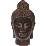 Dunkelgraue Asiatische 41 cm Runde Buddha Figuren aus Terrakotta 