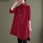 Rote Langärmelige Asymmetrische T-Shirts Handwäsche für Damen Größe XXL für den für den Herbst 