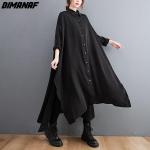 Schwarze Oversize Langärmelige Herbstkleider aus Polyester Handwäsche für Damen Einheitsgröße für den für den Herbst 