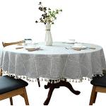 Graue Karo Runde Runde Tischdecken 160 cm aus Baumwolle 