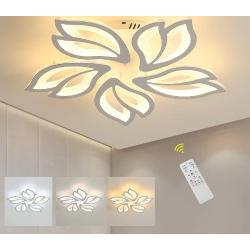 Comely - Dimmbare LED-Deckenleuchte, 60 w, 4500 lm, kreative Blütenform, moderne Deckenleuchte mit Fernbedienung, Metall-Acryl-Design-Kronleuchter, Deckenleuchte für Wohnzimmer, Schlafzimmer, Esszimmer, 3000–6500 k