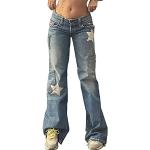 Graue Bestickte Gothic Hüftjeans & Low Waist Jeans aus Denim für Damen Größe XL für den für den Sommer 