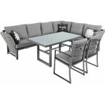 Anthrazitfarbene Moderne Primaster Dining Lounge Sets aus Aluminium mit Armlehne Breite 250-300cm, Höhe 50-100cm, Tiefe 200-250cm 