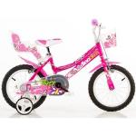 Kinderfahrrad DINO "Mädchenfahrrad 14 Zoll" Fahrräder pink Kinder Kinderfahrräder mit Stützrädern, Korb und Puppensitz
