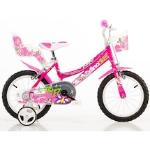 Kinderfahrrad DINO "Mädchenfahrrad 16 Zoll" Fahrräder pink Kinder Kinderfahrräder mit Stützrädern, Korb und Puppensitz