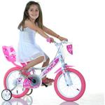 Dinobikes Mädchen Kinderfahrrad weiß 144RN Mädchenfahrrad – 14 Zoll | TÜV geprüft | Original | Kinderrad mit Stützrädern - Das Fahrrad als Geschenk für Mädchen