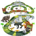153 Stück Dinosaurier Rennbahnen Auto Spielzeug Puzzles Rennstrecke für Kinder 