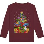 Burgundfarbene Motiv Bio Kindersweatshirts mit Dinosauriermotiv aus Baumwolle für Mädchen Größe 164 