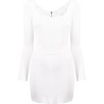Weiße Langärmelige Dion Lee Mini U-Ausschnitt Minikleider & kurze Kleider mit Reißverschluss für Damen 