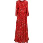 Reduzierte Rote Langärmelige Dior Maxi Sommerkleider aus Seide für Damen Größe M 