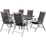 DIPLOMAT Silber QUADRO Ausziehtisch Anti Fingerprint inkl. Stühle ( 90-180 cm ), Fußbänke:ohne Fußbänke, Sitzplätze:6 Klappstuhl