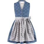 Blaue Stockerpoint V-Ausschnitt Kinderfestkleider aus Baumwolle für Mädchen Größe 146 