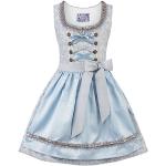 Blaue Stockerpoint Rundhals-Ausschnitt Kinderfestkleider aus Baumwolle für Mädchen Größe 110 