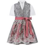 Graue Motiv Elegante Stockerpoint V-Ausschnitt Kinderfestkleider mit Knopf aus Polyester für Mädchen Größe 110 