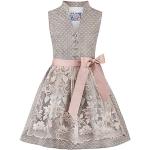 Graue Bestickte Romantische Stockerpoint V-Ausschnitt Kinderfestkleider aus Baumwolle für Mädchen Größe 146 