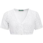 Weiße Country Line V-Ausschnitt Festliche Blusen mit Knopf aus Spitze für Damen Größe XS zum Oktoberfest 