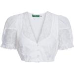 Weiße Elegante Langärmelige Country Line Festliche Blusen mit Knopf aus Spitze für Damen Größe S zum Oktoberfest 