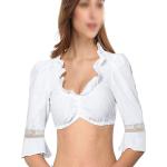Weiße Sexy Kurzärmelige Dirndlblusen kurzarm aus Baumwolle für Damen Größe L zum Oktoberfest für den für den Sommer 