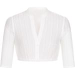 Weiße V-Ausschnitt Trachtenblusen mit Puffärmeln mit Knopf aus Baumwolle für Damen Größe XL 