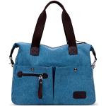 Reduzierte Blaue Hobo Bags mit Reißverschluss aus Canvas mit Innentaschen für Damen 