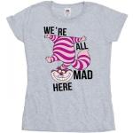 Graue Langärmelige Alice im Wunderland T-Shirts aus Baumwolle für Damen Größe XXL 