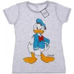 Graue Langärmelige Entenhausen Donald Duck T-Shirts aus Baumwolle für Damen Größe XS 