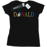 Schwarze Langärmelige Entenhausen Donald Duck T-Shirts aus Baumwolle für Damen Größe XXL 