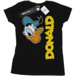 Schwarze Langärmelige Entenhausen Donald Duck T-Shirts aus Baumwolle für Damen Größe XXL 