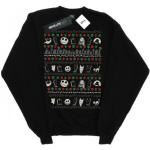 Schwarze Langärmelige Nightmare Before Christmas Damensweatshirts aus Baumwolle Größe XS Weihnachten 