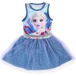 Blaue Ärmellose Die Eiskönigin - völlig unverfroren Midi Kinderkleider für Mädchen für den Sommer 