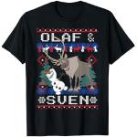 Schwarze Die Eiskönigin Olaf T-Shirts mit Weihnachts-Motiv für Herren Größe S 