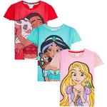 Kurzärmelige Disney Prinzessinnen Kinder T-Shirts aus Baumwolle für Mädchen 3-teilig 