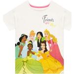 Weiße Kurzärmelige Disney Prinzessinnen Kinder T-Shirts mit Glitzer für Mädchen Größe 104 