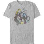 Graue Kurzärmelige Disney Prinzessinnen T-Shirts aus Baumwolle für Damen Größe L 