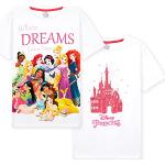 Weiße Disney Prinzessinnen Kinder T-Shirts mit Glitzer aus Baumwolle für Mädchen 2-teilig 