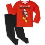 Rote Entenhausen Micky Maus Lange Kinderschlafanzüge aus Baumwolle für Jungen 