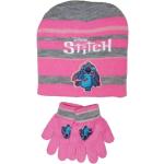 Rosa Bestickte Lilo und Stitch Mütze Schal Handschuh Sets für Kinder aus Acryl für den für den Winter 