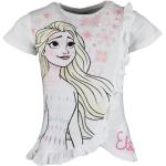 Weiße Kurzärmelige Die Eiskönigin Elsa Kinder T-Shirts mit Rüschen aus Baumwolle für Mädchen Größe 110 