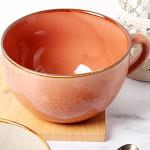 Reduzierte Orange Große Kaffeetassen 700 ml aus Keramik mit Löffel 