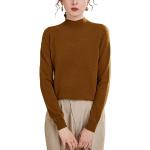 Dunkelbraune Unifarbene Langärmelige Dissa Stehkragen Kaschmir-Pullover aus Wolle für Damen Größe M 