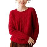 Rote Langärmelige Dissa Rundhals-Ausschnitt Kaschmir-Pullover aus Wolle für Damen Größe M 