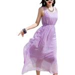 DISSA Damen Violett Seiden Kleid Ohne Arm Trägerlos Solide 100% Seiden Langes Seiden Kleid,D8033,L