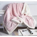 DISSA Sherpa-Fleece-Decke, Überwurf, Decke, weiche Plüsch, flauschige warm, gemütlich mit rosa und weißen Streifen, perfekter Überwurf für alle Jahreszeiten, Couch, Bett, Sofa (rosa, 129,5 x 160 cm)